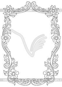 Decorative floral frame in baroque style. Black - vector image