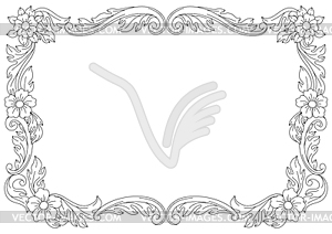 Decorative floral frame in baroque style. Black - vector image