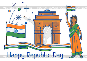 Happy Republic Day of India. Indian national - vector image