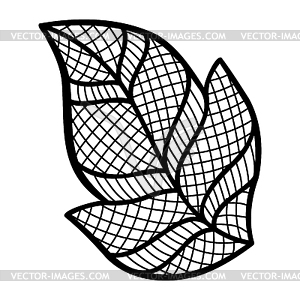 Lace decorative element with flowers and leaves. - vector clipart