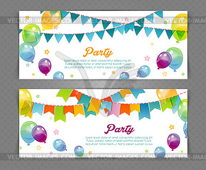 Партийные баннеры с флагами и баллонов - изображение в векторном виде