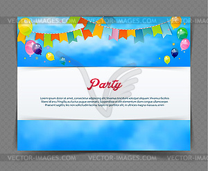 Party banner with flags and ballons - royalty-free vector image