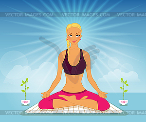 Beautiful woman doing yoga practice - vector clipart