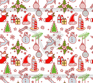 Xmas objects seamless pattern - vector clipart