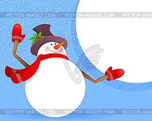 Xmas back with snowman - vector image