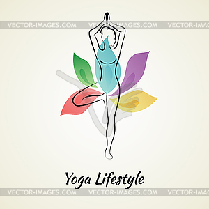 Beautiful woman doing yoga - vector clipart