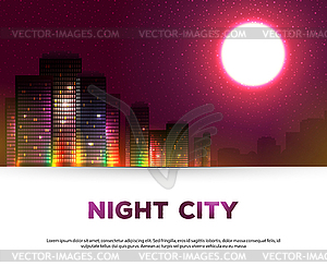 Night urban city background - vector clip art