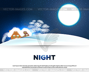 Winter landscape with houses - vector clipart