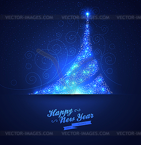 Xmas tree glowing background - vector clip art