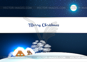 Winter landscape with houses - vector clipart