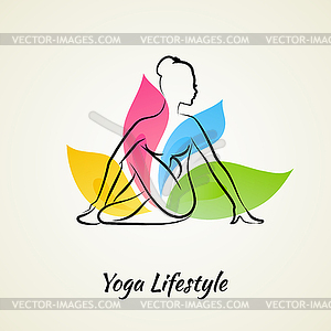 Beautiful woman doing yoga - vector clipart