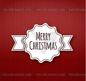 Christmas calligraphy on knitted pattern - vector image