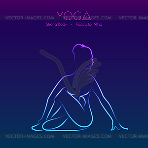 Yoga pose woman`s silhouette - vector clipart