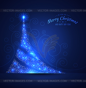 Xmas tree glowing background - vector clip art