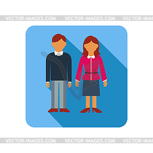 Couple on blue background, flat style - vector clip art