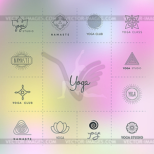 Set of logos for yoga studio - vector image