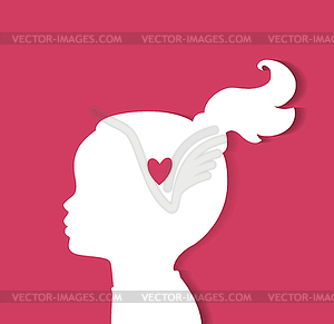 Child head with heart - vector clipart