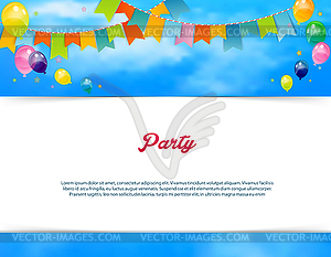 Party banner with flags and ballons - vector clip art