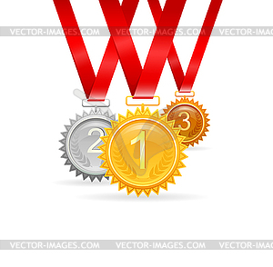 Three medals for awards - vector image