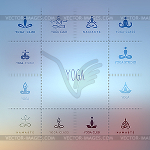 Set of logos for yoga studio - vector image