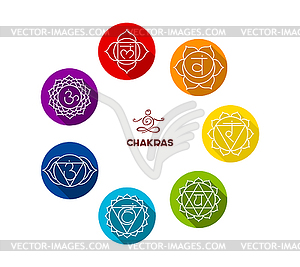 Chakra color flat set - vector image