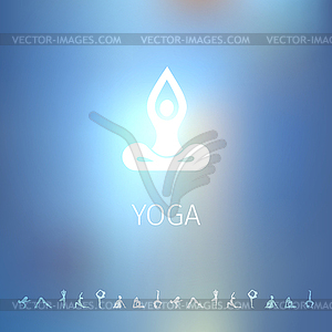 Blured background with yoga logo - vector clipart