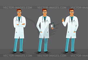 Доктор в разных позах - векторный клипарт / векторное изображение