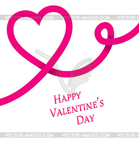 Happy Valentine`s day, pink heart - vector clipart