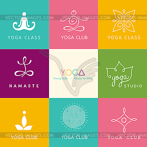 Set of logos for yoga studio - vector clipart