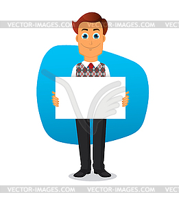 Businessman with white paper - vector clipart