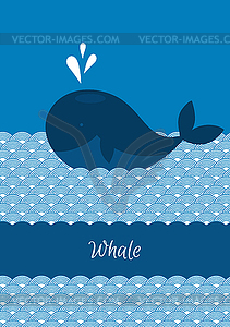 Blue whale with sea - vector clipart / vector image