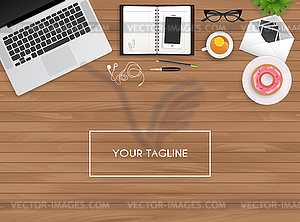 Workplace with objects - vector image