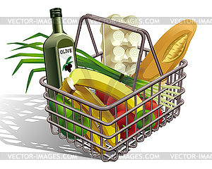 Basket with food - vector clipart