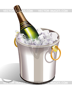 Cooler with champagne - vector clipart