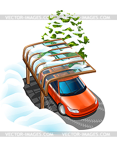 Car under canopy - vector clip art