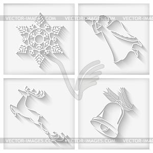 White Long Shadows Christmas Icons - vector clipart