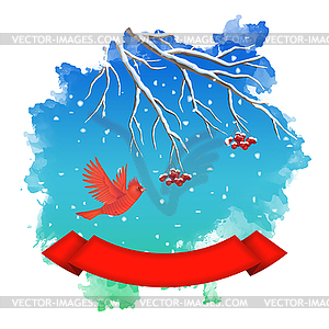 Watercolor Splash Winter Landscape - vector clipart