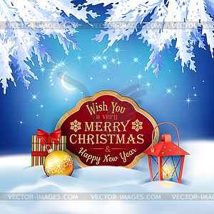 Christmas Winter Night Background - vector clipart