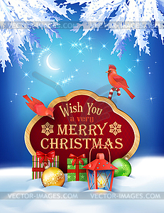 Christmas Winter Night Background - vector image