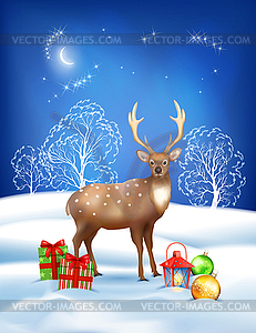 Christmas Winter Night Background - stock vector clipart