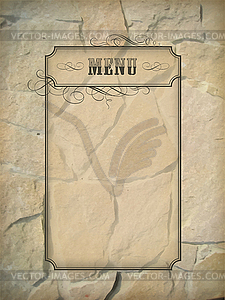 Vintage menu frame stone wall - vector image