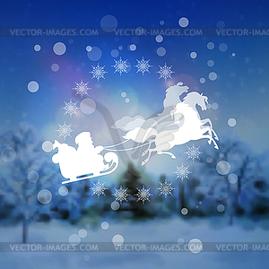 Santa Riding Sleigh Christmas Background - vector image