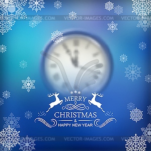 Christmas Typography Clock Background - vector clipart