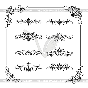 Vintage frame, border, divider, corner - vector clipart