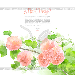 Watercolor Flowers Hydrangea - vector image