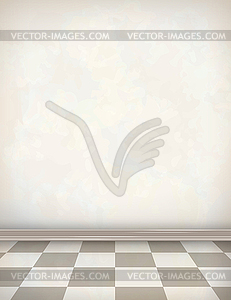 Empty Room White Wall Tile Floor - color vector clipart