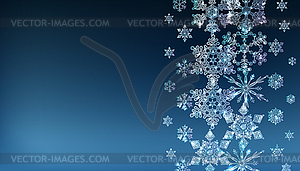 Рождественский фон Хрустальные снежинки - векторное изображение EPS