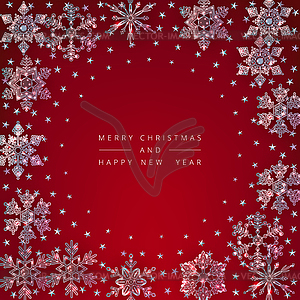 Christmas Background Crystal Snowflakes - vector clipart