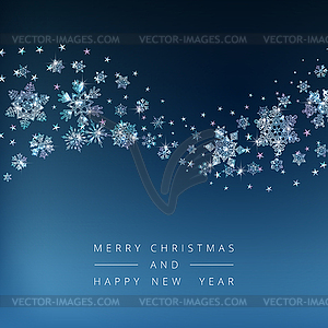Рождественский фон Хрустальные снежинки - иллюстрация в векторном формате