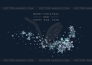 Christmas Background Crystal Snowflakes - color vector clipart